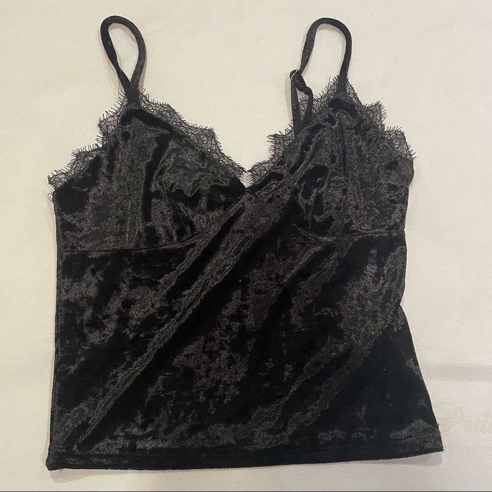 F21 Black Velvet Tank Top